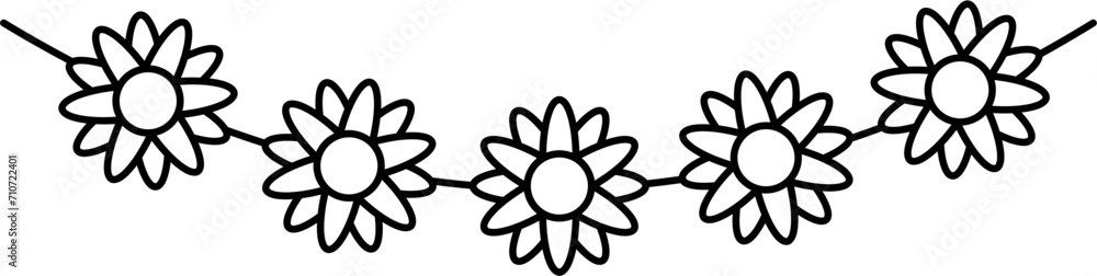 Flower Garland Outline Vector Illustration Flower Garland Outline Vector Illustration