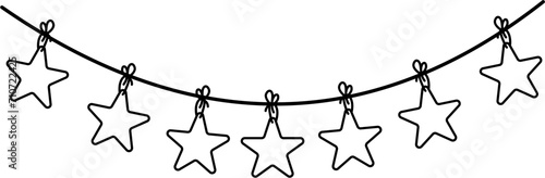 Star Garland Outline Vector Illustration