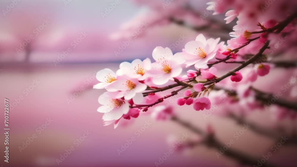 Closeup of Beautiful Spring Sakura Flowers on Cherry Blossom Trees Closeup of Beautiful Spring Sakura Flowers on Cherry Blossom Trees