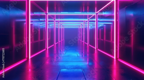 3d neon lights background 