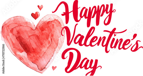 Happy Valentine's Day watercolor vector illustration, Valentine's Day heart shape, confession, couple blessing
