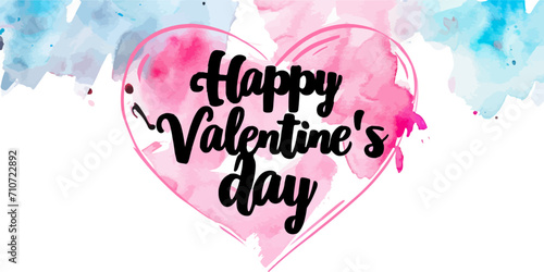 Happy Valentine's Day watercolor vector illustration, Valentine's Day heart shape, confession, couple blessing