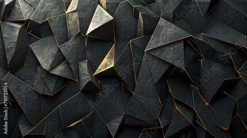 beautiful abstract art in black and gold iwith geometric sharp lines patternmotion    photo