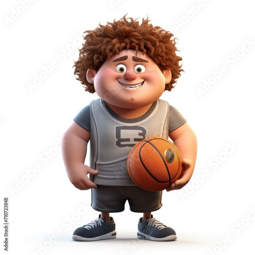 Boy with a basketball. Playing sports. Basketball player. Children's sports school. Portrait. 3d