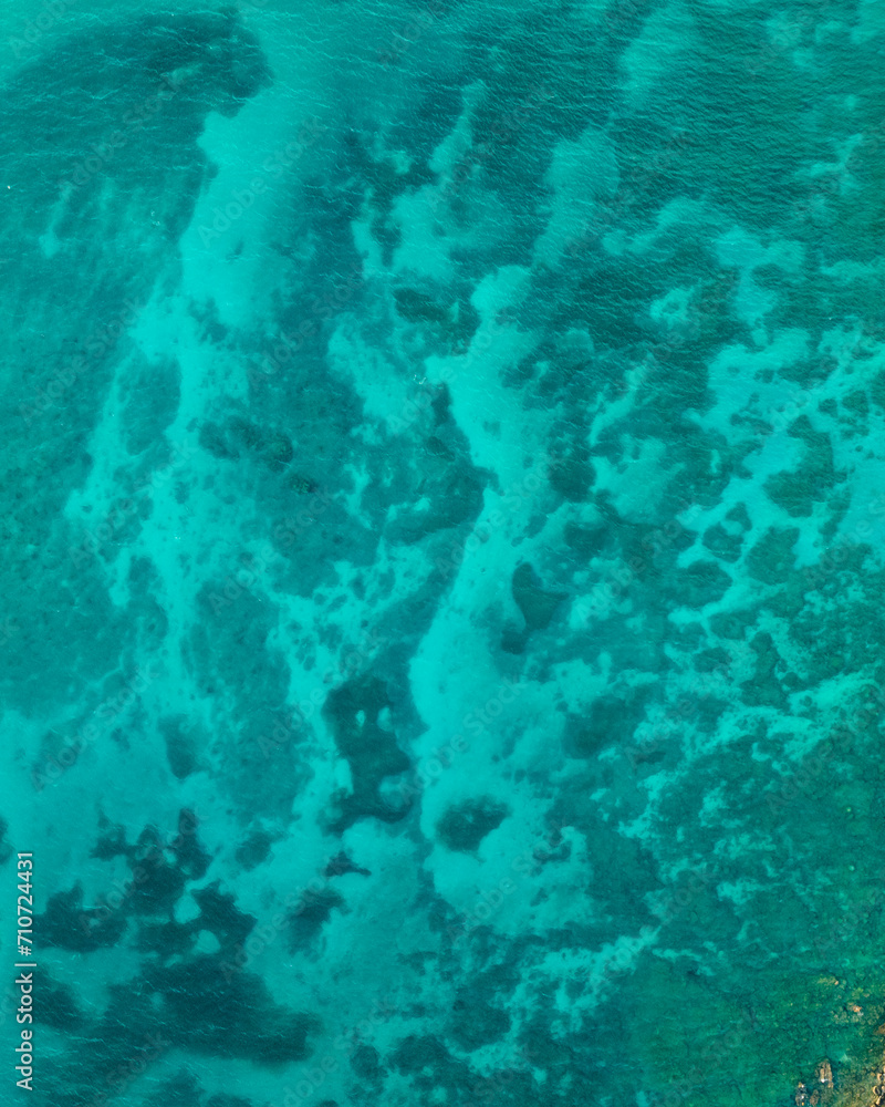 Aerial view of crystal clear water with reef along Providencia and Santa Catalina Island coastline, Archipelago of Saint Andrew, Colombia. Aerial view of crystal clear water with reef along Providencia and Santa Catalina Island coastline, Archipelago of Saint Andrew, Colombia.