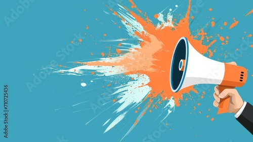 Illustration of hand holding megaphone marketing and sales concept background 
