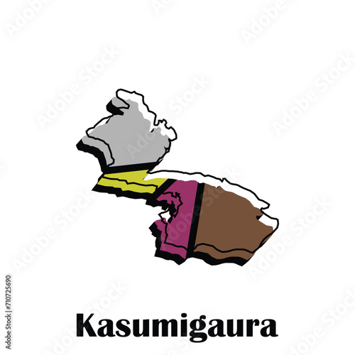 Kasumigaura City of Japan map vector illustration, vector template with outline graphic sketch design photo