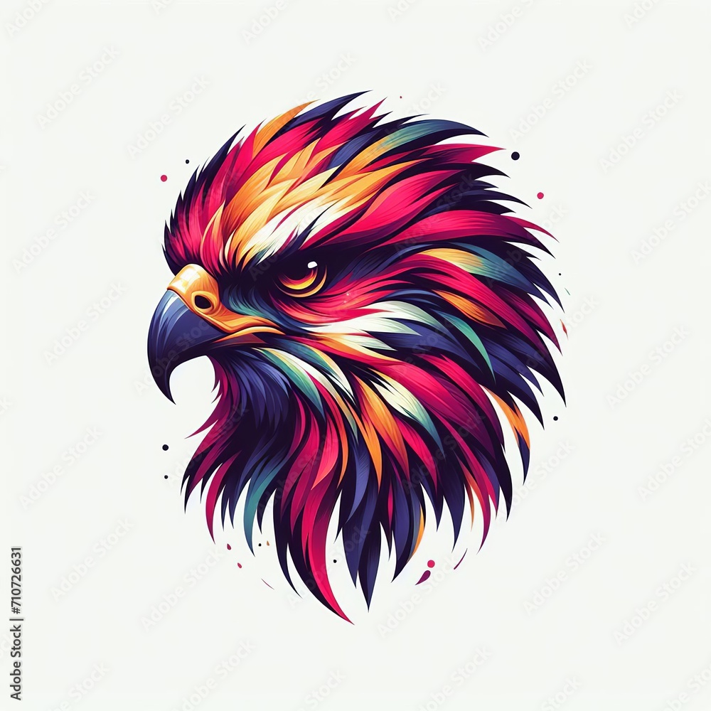 Fototapeta premium Falcon head colorful vector illustration. Tattoo design.