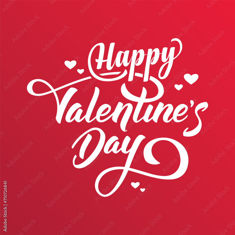 Lettering Happy Valentines Day banner, Valentines Day greeting card template with typography text happy Valentine`s day, and red heart and line on background. Vector illustration