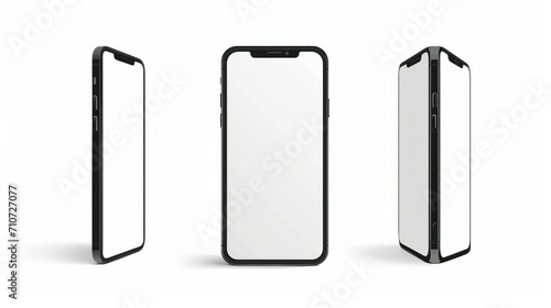 smartphone mockup white screen. mobile phone vector Isolated on White Background. phone different angles views. Vector illustration     photo
