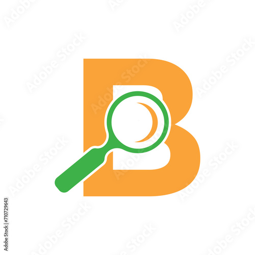 Initial Magnifying Logo combine with letter B vector template