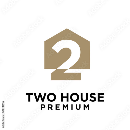 Two House letter logo icon design illustration template