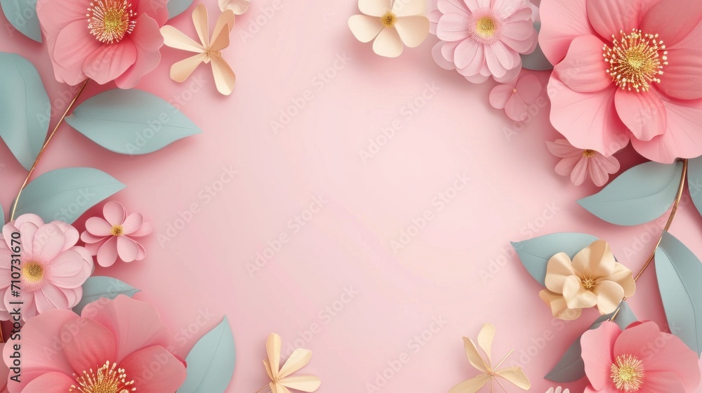 Cute floral frame background with copy space