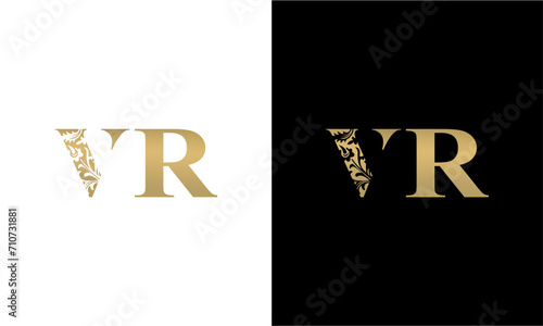 initials VR logo design vector