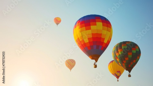 Hot Air Balloon Adventure. Colorful balloons soaring against a clear sky