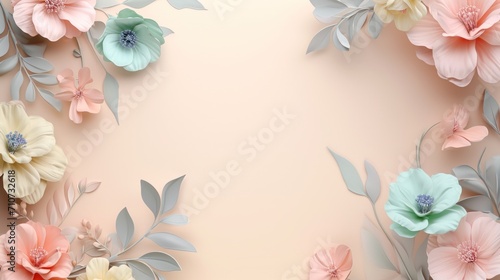 Cute floral frame background with copy space