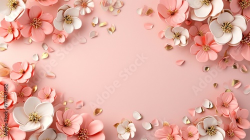 Cute floral frame background with copy space