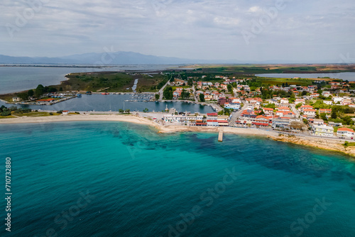 Aerial view of Fanari, a small town along the coastline of Thracian Sea, East Macedonia and Thrace, Greece. photo