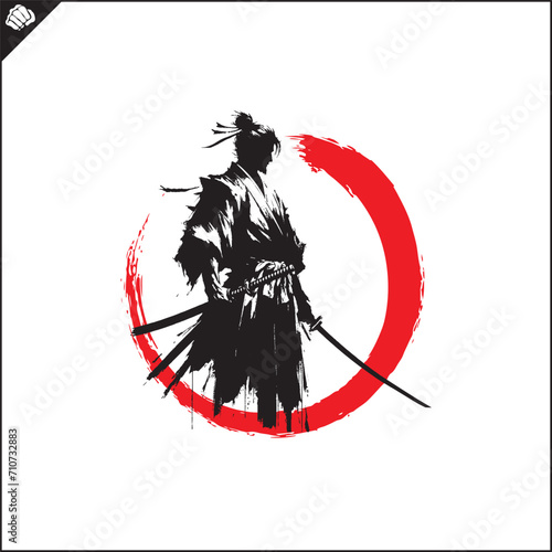Samurai. Japan warrior whith katana sward.