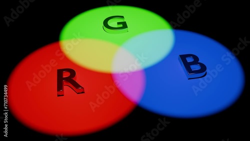 RGB spotlight in a dark background mixing a color - RED GREEN BLUE photo