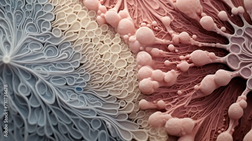  a close up of an intricately designed piece of art with pink, blue, and white flowers on it.