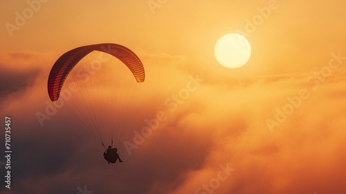 paraglider silhouette at sunset