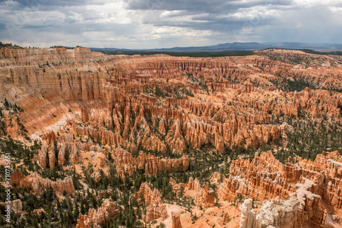 Scenic view of Bryce Canyon in brooding rainy weather