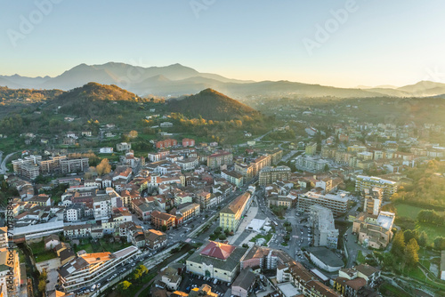 Aerial view of Atripalda, a small town surrounded by mountains near Avellino, Irpinia, Campania, Italy. photo