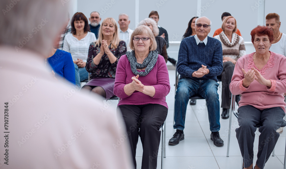 Old people in the seminar event. Many elderly in the conference Old people in the seminar event. Many elderly in the conference