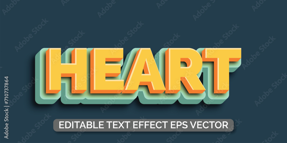 Obraz premium Heart yellow color Editable 3d Text effect eps vactor