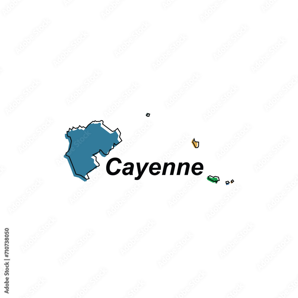 Map of Cayenne City colorful geometric modern outline, High detailed vector illustration vector Design Template, suitable for your company