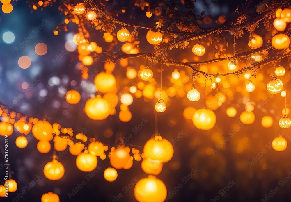 holidays concept of Halloween. Glitter background with colorful garland lights
holidays concept of Halloween. Glitter background with colorful garland lights