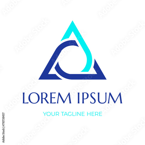 Logo triangle of three elements and circle in the middle. Logotype Design template for your company.