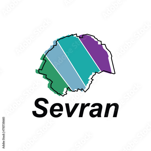 Map of sevran vector design template, national borders and important cities illustration on white background photo