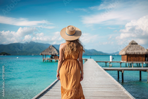 Woman walking and enjoying the summer in a tropical beach © Creative Clicks
