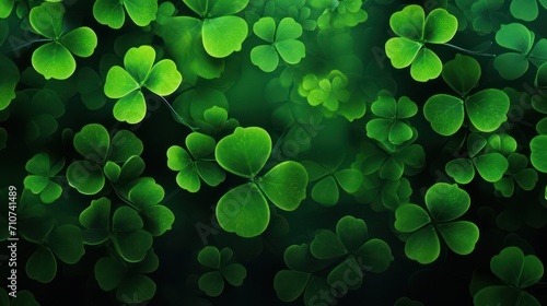 Clover Leaves for Green background with three-leaved shamrocks. st patrick's day background, holiday symbol.
