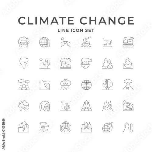 Set line icons of climate change