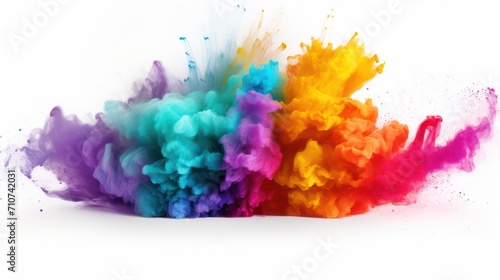colorful rainbow holi paint color powder explosion isolated white background