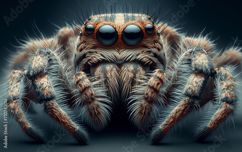 Tarantula spider. Close-up. Dangerous poisonous insect. photo