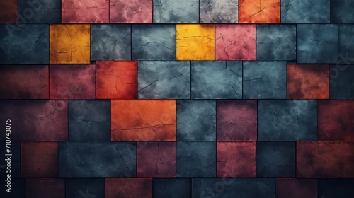 Dark concrete blocks with vibrant colors background   texture