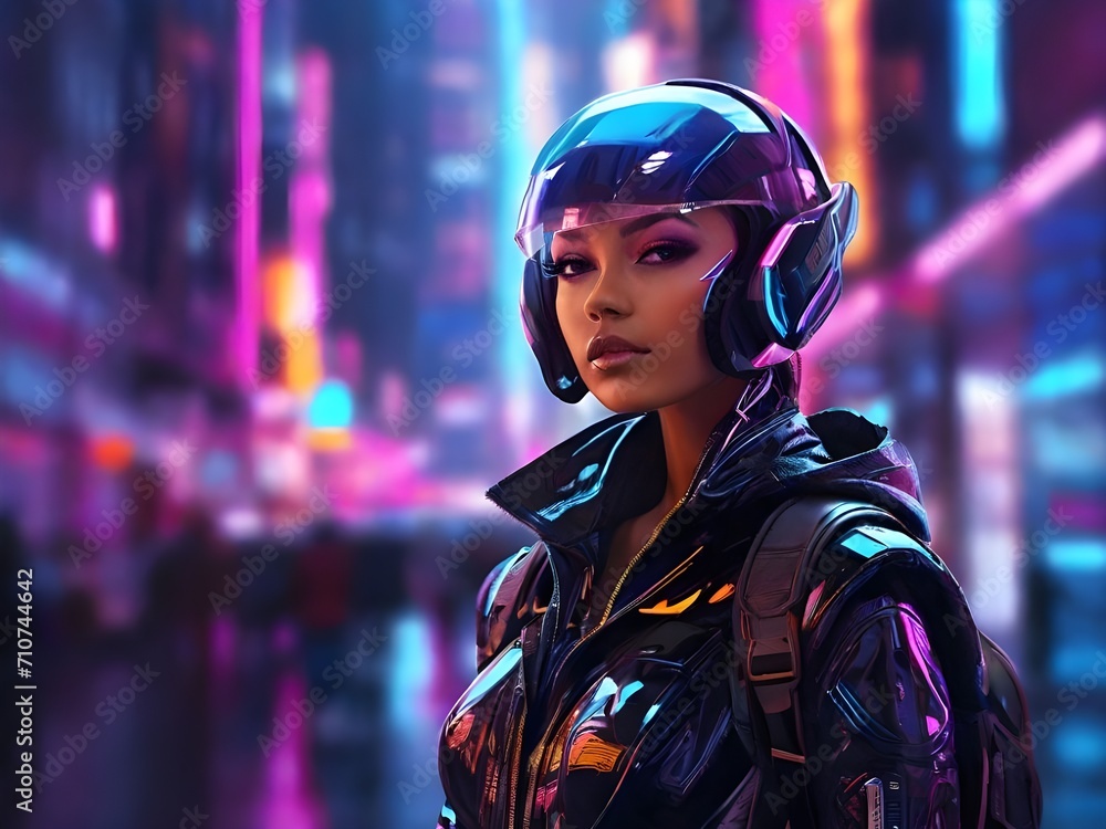 In the futuristic realm of a synthwave ultra-modern metaverse, a enigmatic explorer emerges in a portrait photograph. In the futuristic realm of a synthwave ultra-modern metaverse, a enigmatic explorer emerges in a portrait photograph.