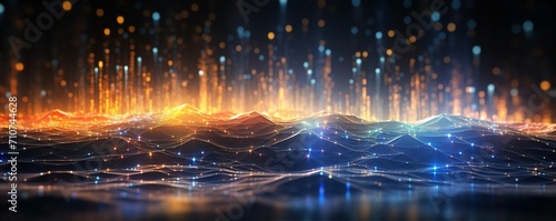 Neural patterns network artificial intelligence on neon glow light background. Neural interface aesthetics different designs, machine network neurons elements, fractals texture, waves, database