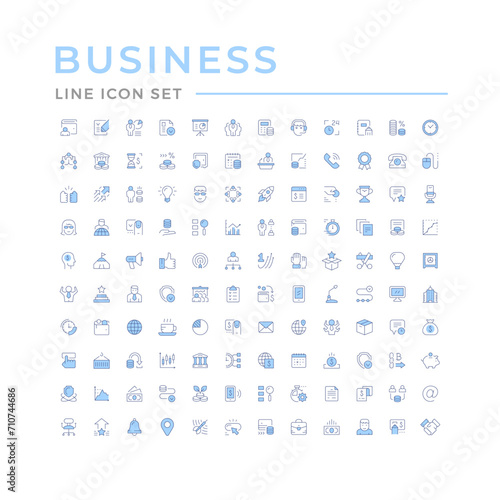 Set color line icons of business