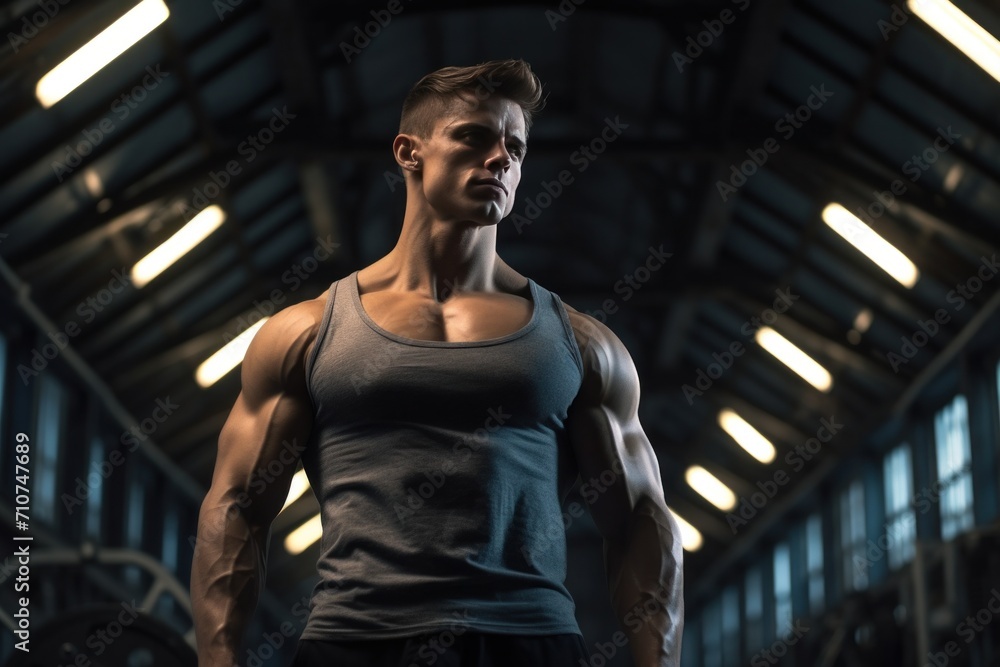 muscular young man posing in the gym muscle muscular young man posing in the gym muscle