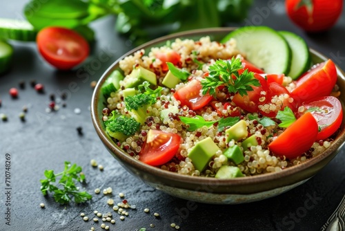 quinoa salad with red and green vegetables