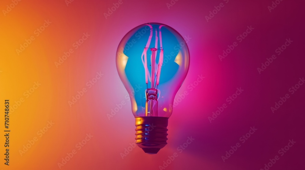 Blue Light Bulb Hanging From Ceiling in a Room Blue Light Bulb Hanging From Ceiling in a Room