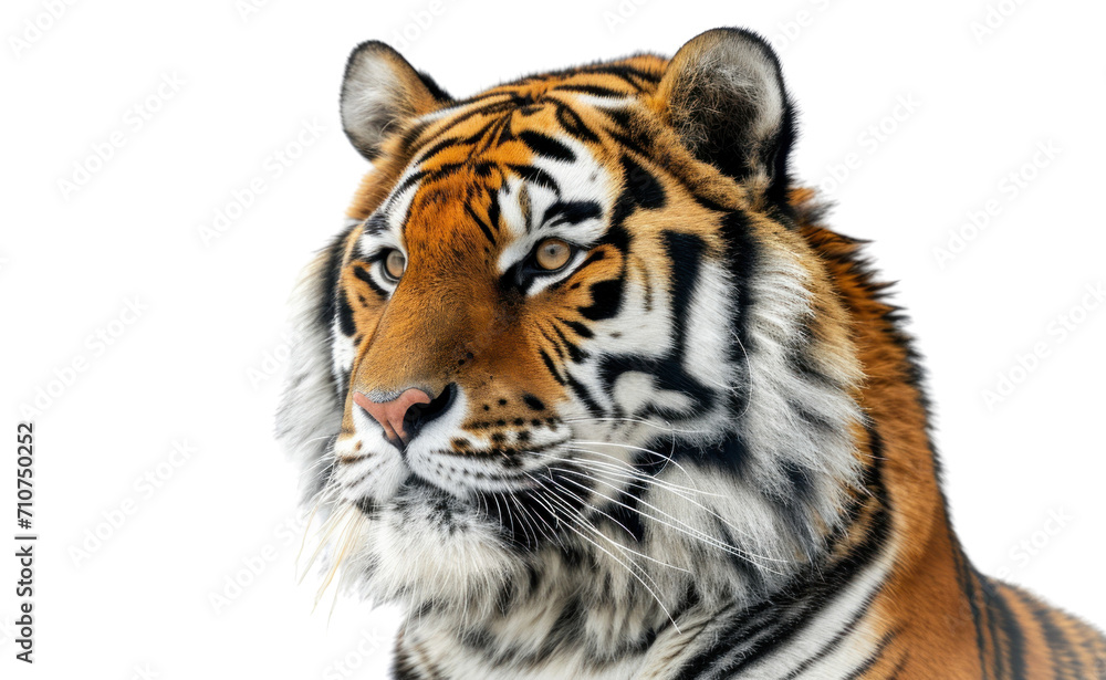 Naklejka premium Close-up A big tiger on a transparent background