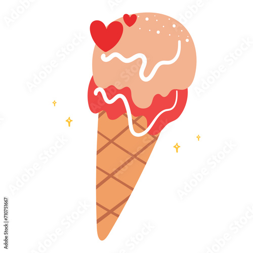 hand drawing cartoon ice cream. cute dessert drawing, ice cream doodle