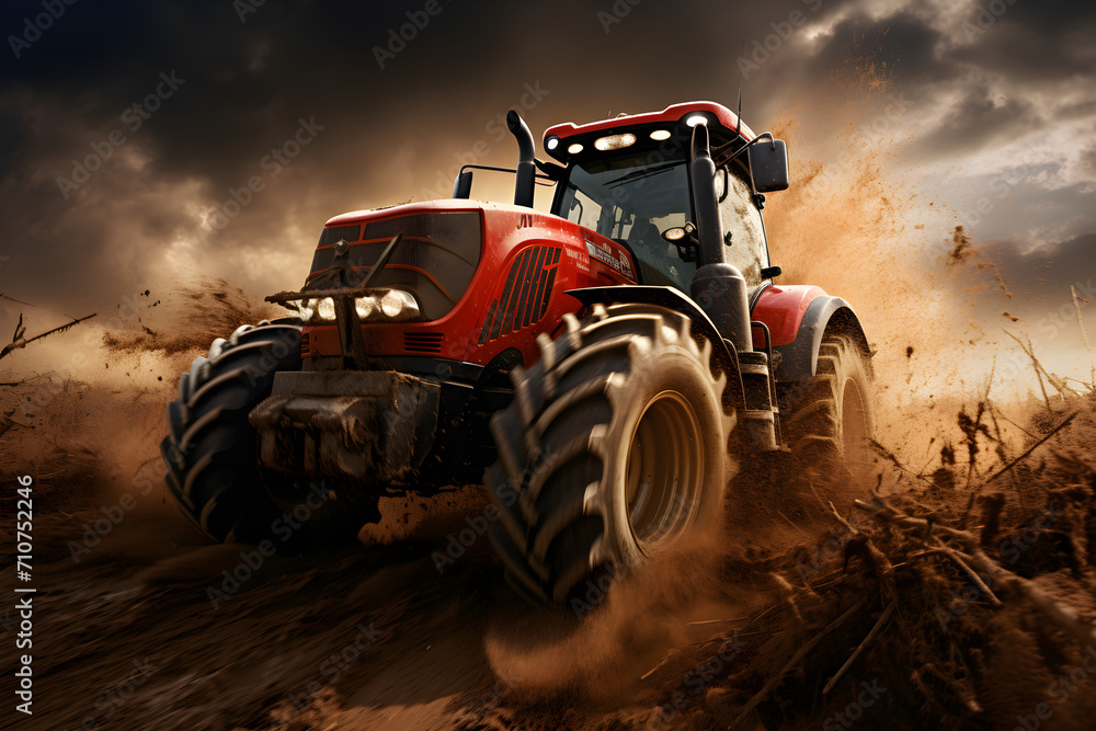 red tractor on the field red tractor on the field