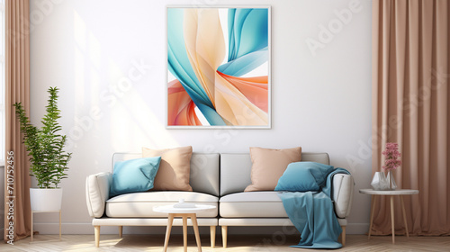 small wall art mock up, colorful, tan and light blue © Tanveer